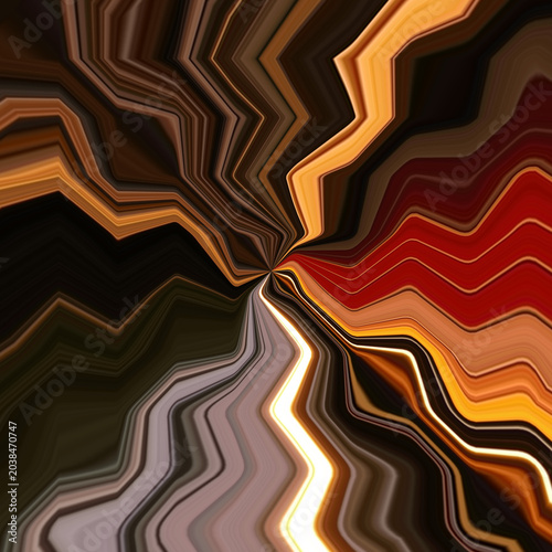 Abstract Distorted Zigzag Waves in Deep Earthy and Warm Tones