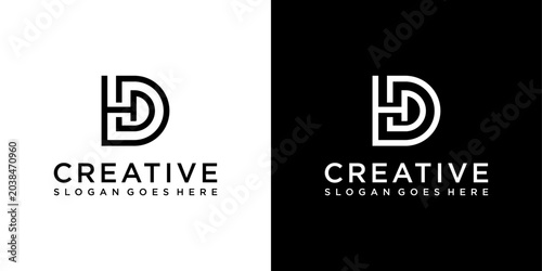 HD or DH initial letter logo design vector concept
