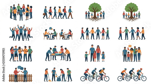 Diverse Group of People Engaged in Various Activities and Social Interactions.