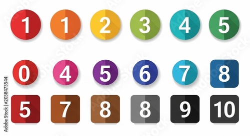 Vibrant Digital Circles & Squares: A Playful Palette of Numbers 0-10