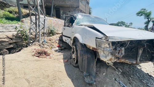 Konstfotografi Severe car accident on GT Road in Swat, Khyber Pakhtunkhwa, Pakistan