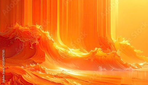 Abstract Fiery Wave of Orange and Yellow Energy.