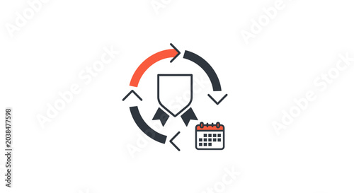 Foto A flat vector icon representing a recurring quality assurance schedule