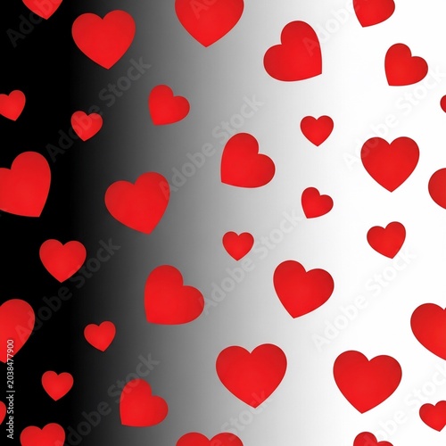 Love's Embrace: Red Hearts on Gradient Sky, A Digital Dreamscape of Affection