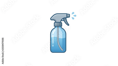 Фотография Blue spray bottle with cleaning liquid and mist spray.