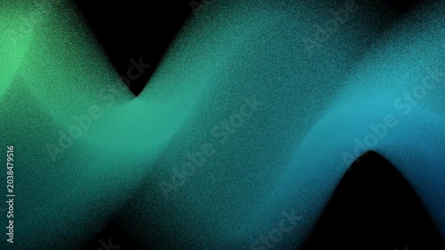 Holographic wave fall off three dimensional blue and green particle shape twist motion background animation