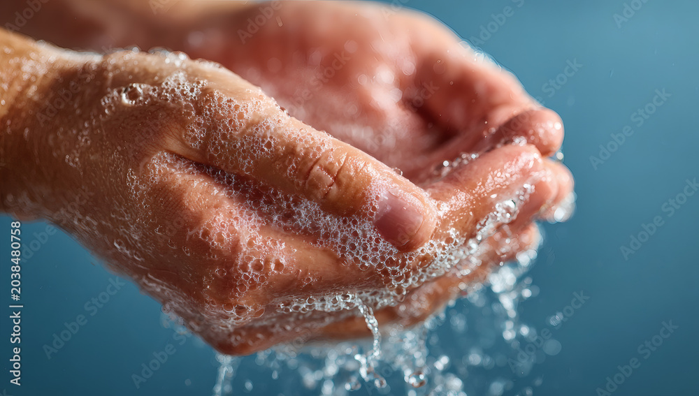 Fototapeta premium Close-up of hands under running water.