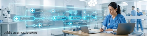 Innovative healthcare technology solutions empowering medical professionals in a modern hospital environment enhancing patient care and efficiency