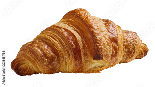 Photos Golden brown flaky croissant pastry with layers