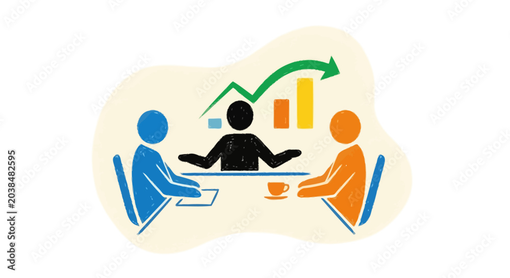 Fototapeta premium Business people discussing growth charts, teamwork concept, meeting background