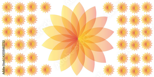 Photos Luxury Abstract Orange Lotus Flower Mandala with Soft Transparent Petal Background Design