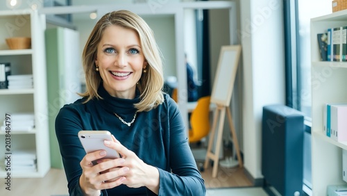 Happy Mature Businesswoman Cell Phone
