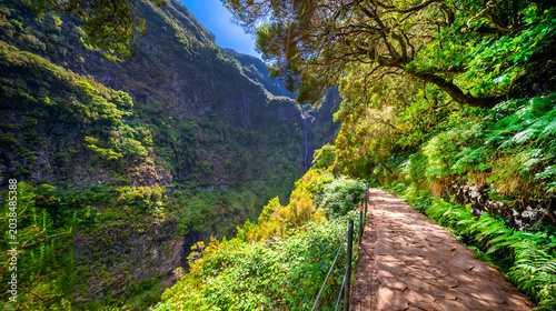 Levada do Risco, Mountain Footpath, Irrigation Channel Maintenance Trail, Madeira, Portugal, Europe