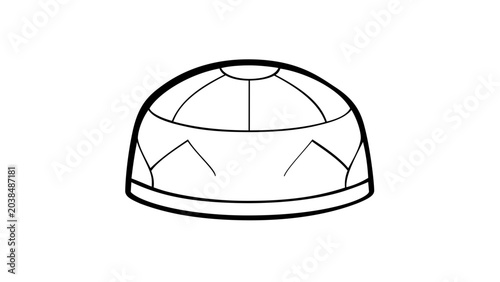 Islamic kufi prayer cap vector icon illustration, traditional Muslim headwear for men used during salah and religious ceremonies, minimalist flat line art symbol of faith and modesty on white.
