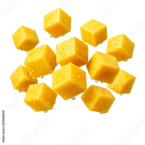 Fresh Mango Cubes PNG Transparent Background | Juicy Diced Mango Fruit PNG