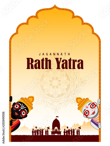 Chariot of Lord Jagannath, Balabhadra and Subhadra on annual Rathayatra in Odisha festival background