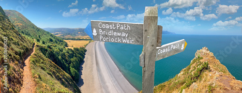Signpost for the South West coast path r , Somerset, Uk