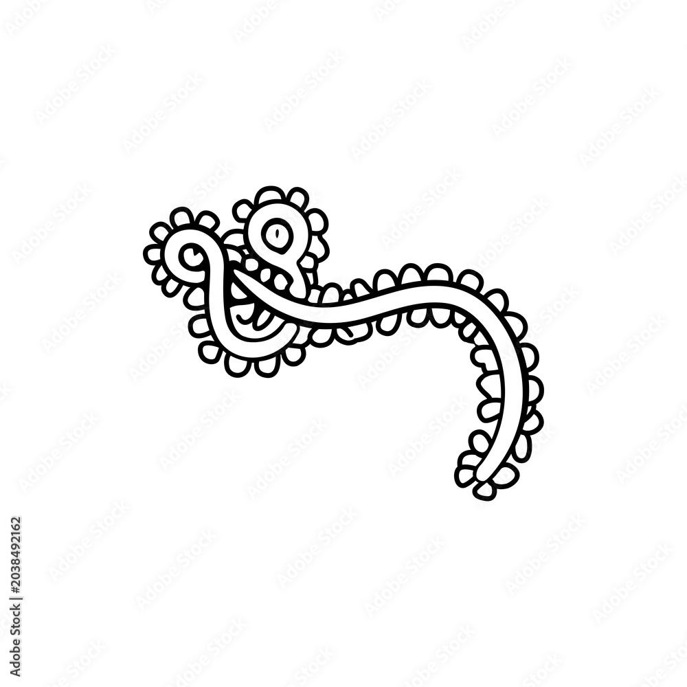 Fototapeta premium Minimalist icon representing the segmented filovirus chain structure of Ebola.
