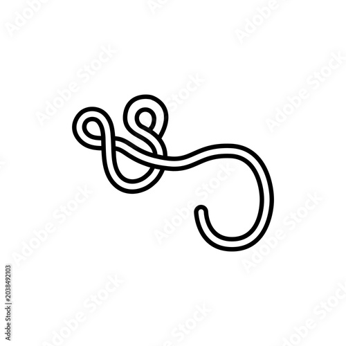 Fotografi Black and white linear icon of characteristic curved Ebola virus filament