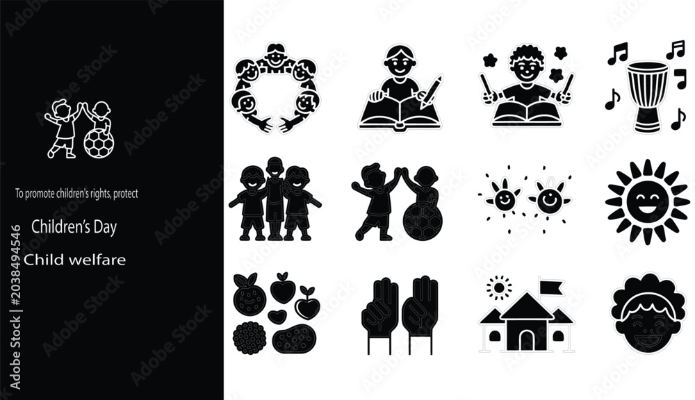 Fototapeta premium Diverse global kids silhouette circle icon vector art, Smiling sun face icon cute silhouette circle icon for kids design