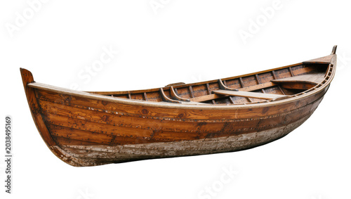 Photos Wooden rowing boat with weathered planks and metal rivets