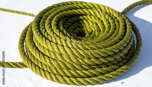 Expertly coiled olive drab paracord, a strong and versatile utility rope ready for outdoor adventures