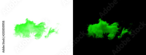Obraz na płótnie Lime Green Neon Wispy Smoke Plume on White and Black Background