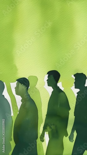 A Close-up Shot of a Silhouettes of people at a wedding with watercolor details