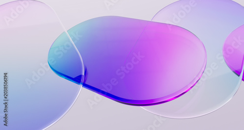 Fotografía Blue purple gradient glass simple geometric shapes levitation abstract 3d rendering modern minimal background