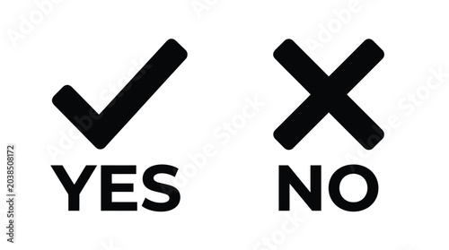 Fotografía yes and no symbols in black silhouette checkmark cross icon sign graphic