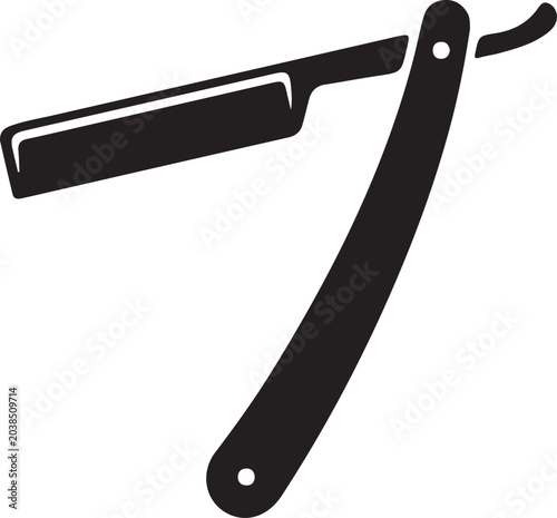 Obraz na płótnie Traditional straight razor silhouette icon for barber shop branding and grooming service design