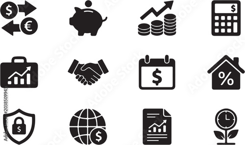 Foto Financial icons for business and investment.