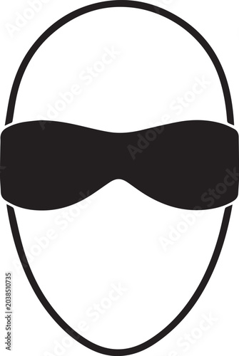 Tableau sur toile A stylized black silhouette of a face wearing a blindfold, conveying mystery and hidden identity
