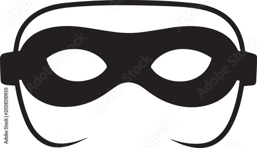 Картината върху платно A black and white illustration of a bandit mask, representing disguise and secrecy