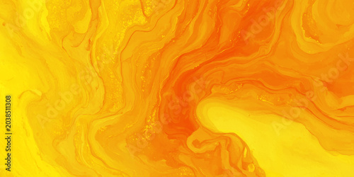 Photography swirling orange and yellow paint watercolor abstract artwork fluid colors blend