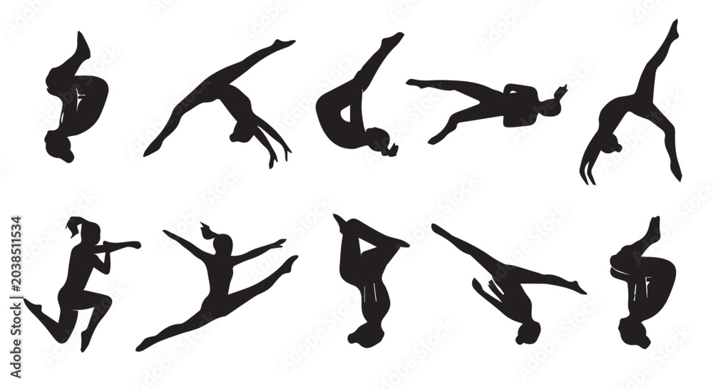 Fototapeta premium various moves of gymnastics.