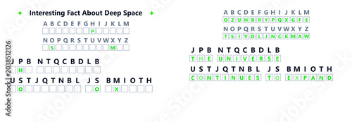 Photos Text-based cryptogram puzzle revealing interesting fact about deep space