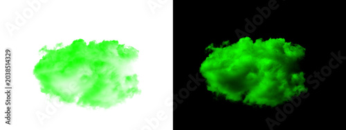 Schilderij op canvas Lime Green Glowing Soft Fluffy Mass on White and Black Background