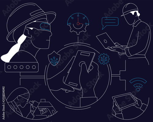 Industrial Technology and Digital Transformation Illustration