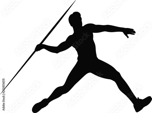 Obraz na plátně Javelin thrower athlete silhouette on transparent background.