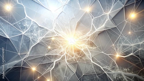 A bright point of light radiating through a network of connected lines