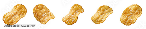 Foto Crispy Golden Corn Flakes Collection Isolated on White Background for Breakfast