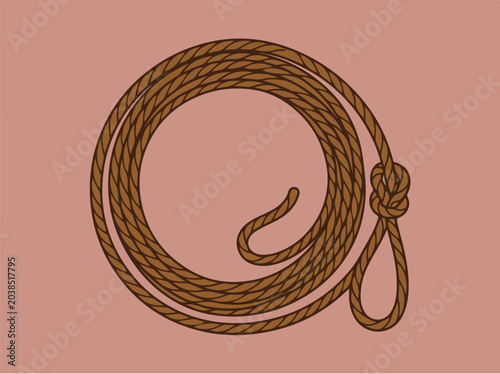 Illustration of a coiled brown cowboy lasso with a slipknot loop.