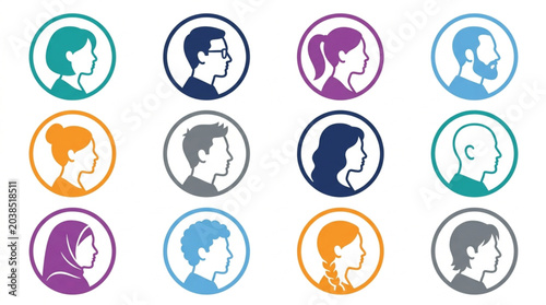 Diverse Human Profile Silhouettes Collection.