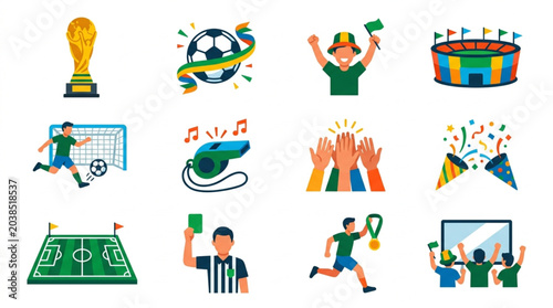 Collection of Football Soccer Sport Icons and Symbols.