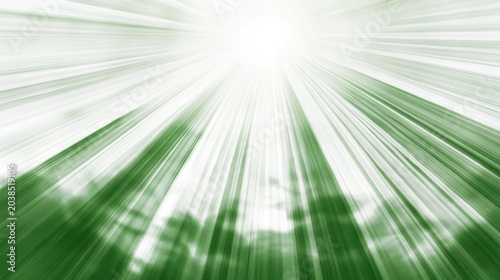 Green and white radiating lines create a dynamic background.