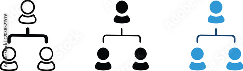 Tableau sur toile Organizational chart icons set, corporate hierarchy structure symbols, business