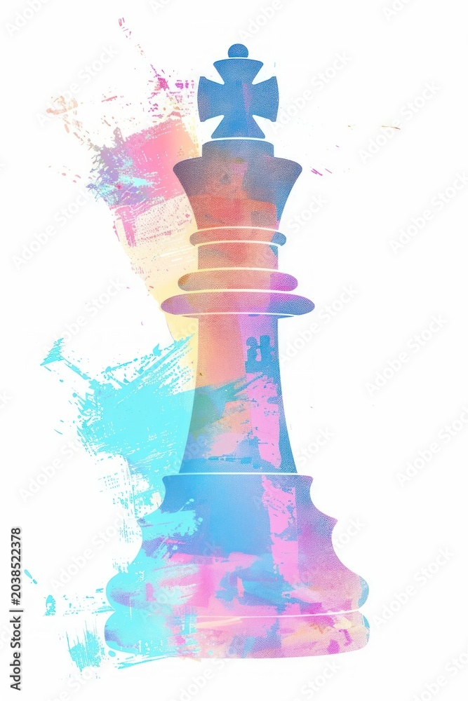 Fototapeta premium Chess Risograph style chess white background architecture.