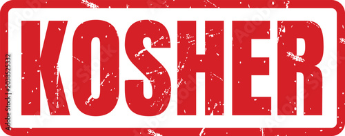Foto A red grunge ink rubber stamp showing the text kosher for certification and qual