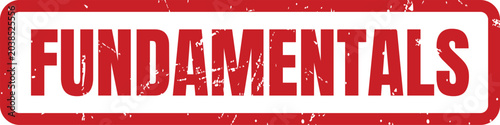 Tableau sur toile Red rectangular rubber ink stamp with the word fundamentals written in a bold ca